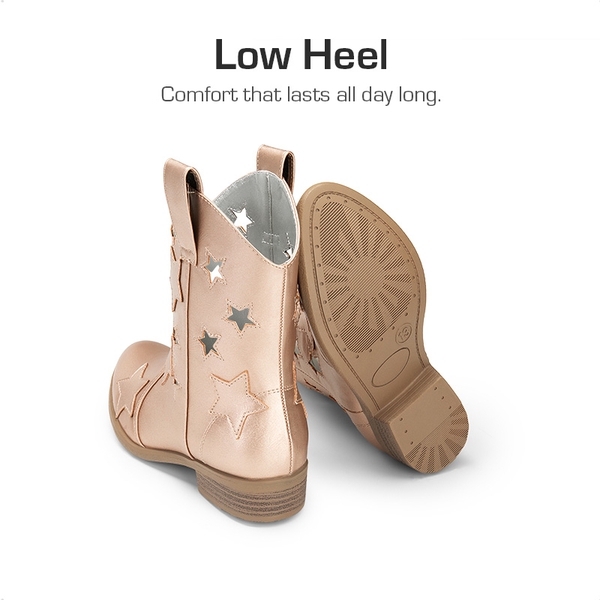 Girls' Stylish Western Cowgirl Boots - ROSE GOLD - 3